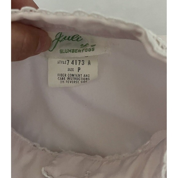 Julie Slumbertogs Womens Size S/P Vintage Satin Lace long Pink Nightgown - Picture 9 of 16